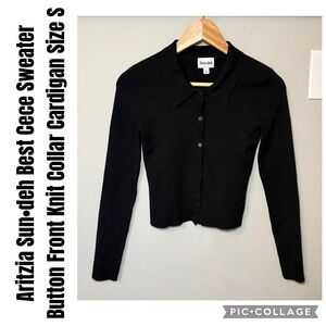 Aritzia Sun•deh Best Cece Sweater Button Front Knit Collar Cardigan Size S